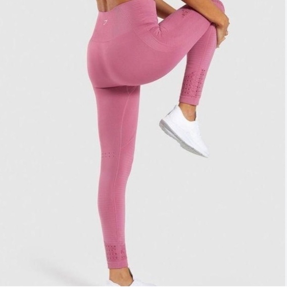 GYMSHARK Energy Seamless Rose Pink Leggings - Picture 1 of 5